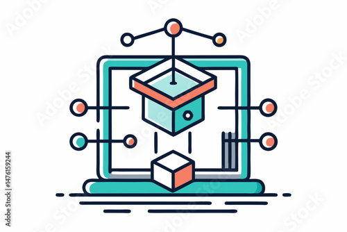 minimalist icon of 3d printer extruding chemical substance icon