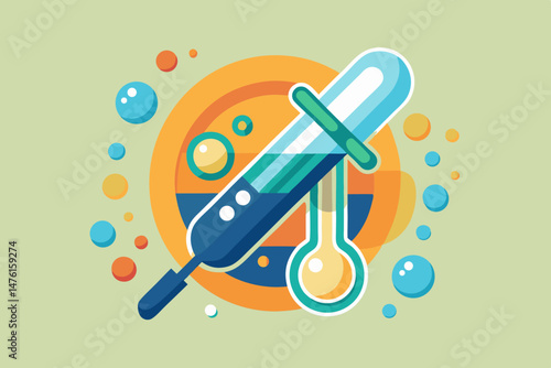 stylized icon of pipette gently dripping into a test tube icon