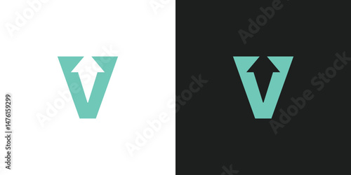 Letter V with Arrow Up Logo Design