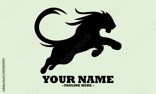 Stylized leaping tiger in vector art showcasing fierce energy and wild motion with bold curved stripes and illustrating its speed and agility. Wildlife concept and logo tiger design photo