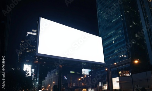 Fototapeta Naklejka Na Ścianę i Meble -  Blank billboard at night in a city (1)