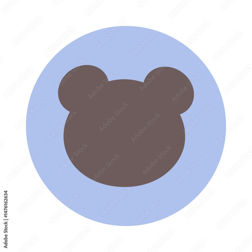 Obraz premium Minimalistic vector icon with bear head inside blue circle. Teddy face silhouette.Vector.