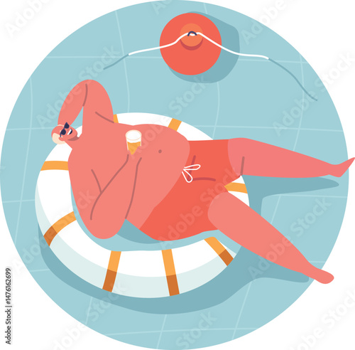 Relaxed man swimming enjoying summertime