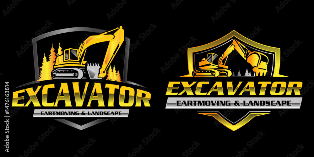 Obraz premium Heavy Construction Excavator Logo Design Template.