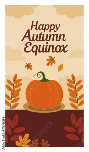 Happy Autumn Equinox Vertical Vector Illustration Set - Fall Story Graphics-01
