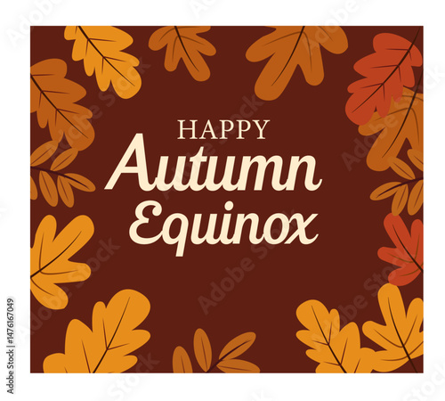 Happy Autumn Equinox Vector Square Illustration Set - Fall Graphics Pack-01