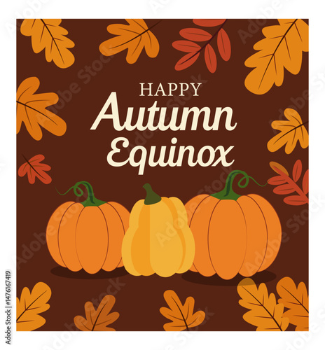 Happy Autumn Equinox Vector Illustration Set - Fall Season Graphics Pack-04