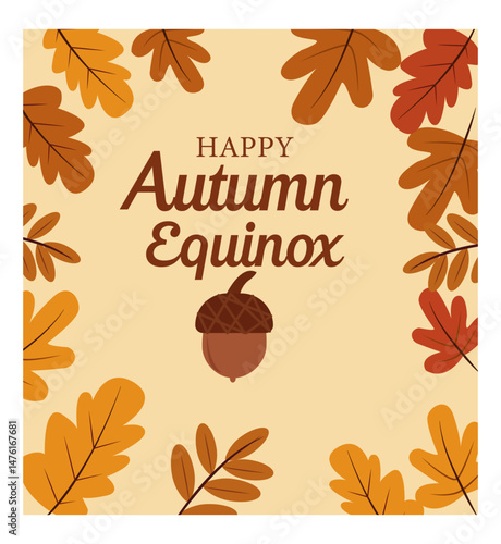 Happy Autumn Equinox Vector Illustration Set - Fall Season Graphics Pack-01