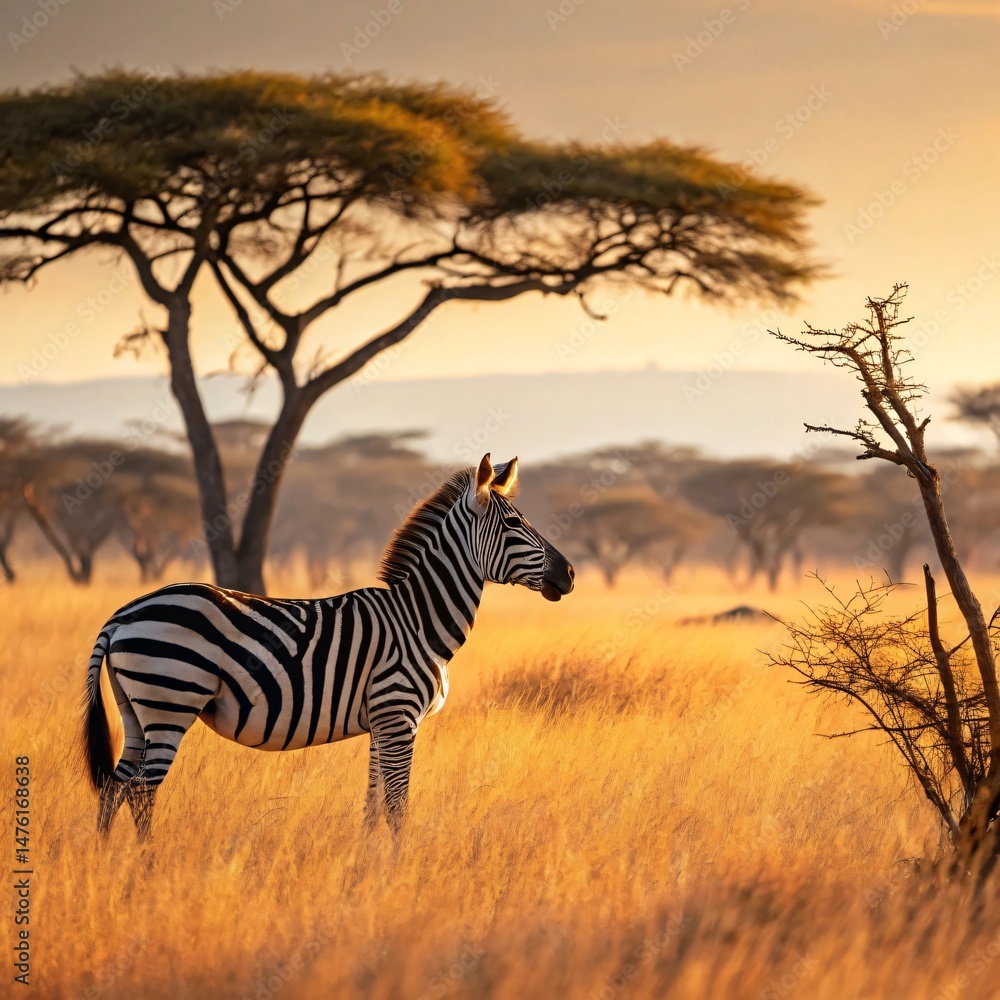 Naklejka premium Zebra in Savannah