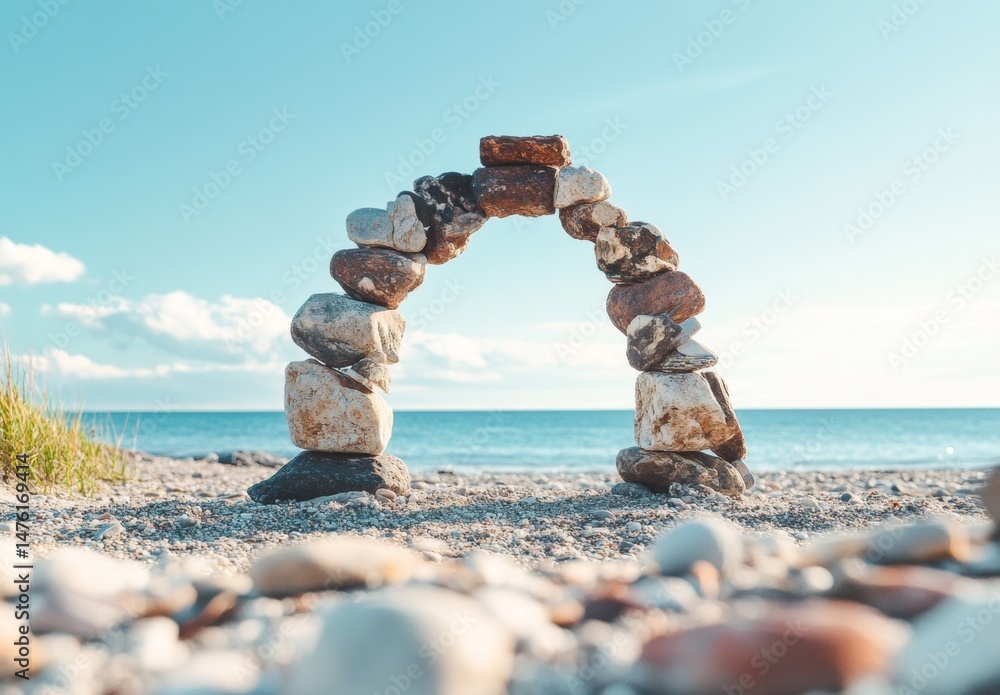 Fototapeta premium Stone archway on sandy beach