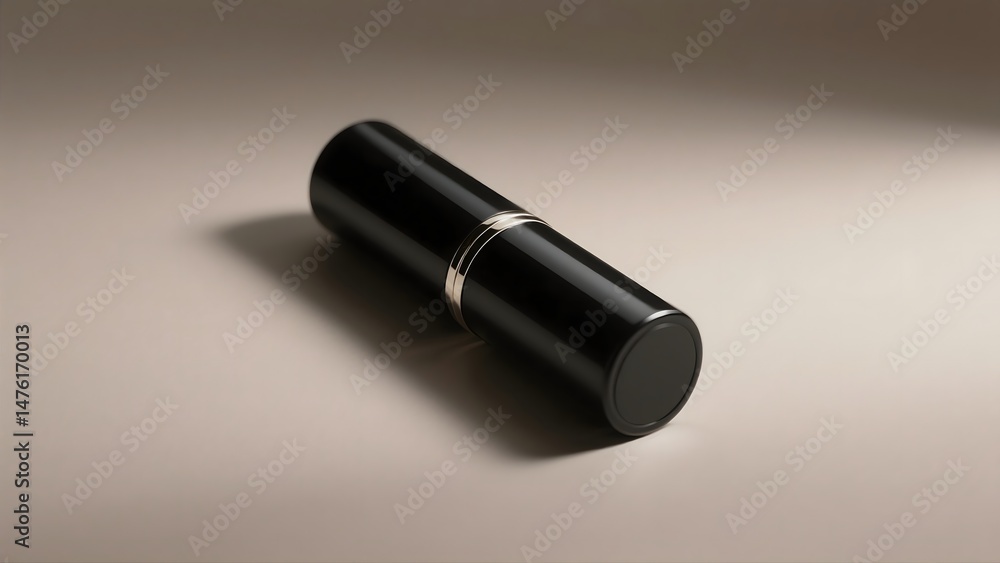 A professional mockup of a cylindrical lipstick case A professional mockup of a cylindrical lipstick case