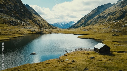 Aerial view of a picturesque landscape featuring a winding river surrounded by lush green forests and vibrant fall foliage.