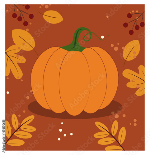 Autumn Equinox Square Vector Graphics Collection - Pumpkins & Fall Leaves-04