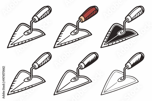 set of Pointing Trowel silhouette vector illustration