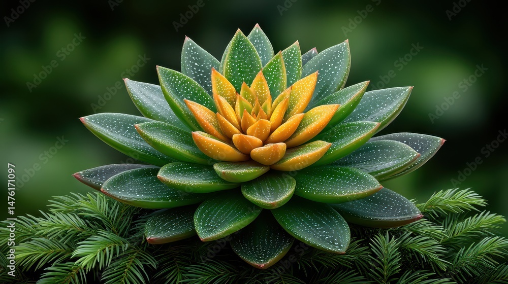 Stunning Echeveria Succulent with Yellow and Green Leaves on Evergreen Branch A Close Up View of a Vibrant Plant Stunning Echeveria Succulent with Yellow and Green Leaves on Evergreen Branch A Close Up View of a Vibrant Plant
