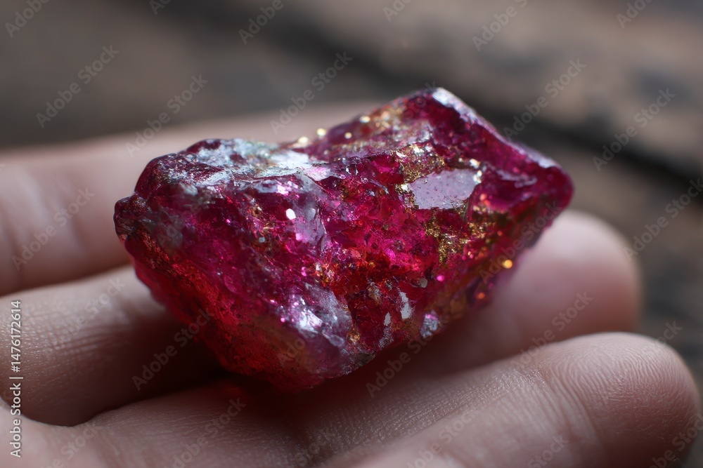 ruby and crystals ,rough natural gemstone for jewelry, stone high quality