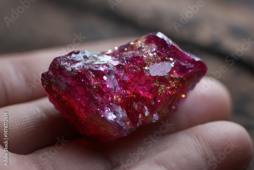 Obraz na płótnie ruby and crystals ,rough natural gemstone for jewelry, stone high quality w salonie