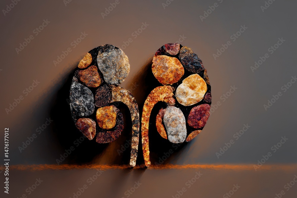 Stones on the silhouette of the kidneys. A symbol of kidney disease