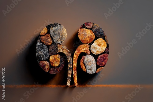 Stones on the silhouette of the kidneys. A symbol of kidney disease