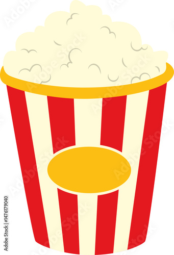 Movie time and cinema illustration. Film roll, projector, ticket, pop corn for cinema and movie decoration. Vector isolated.