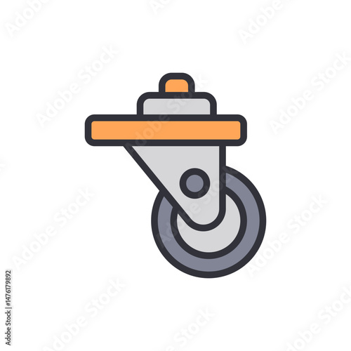 Colorful Illustration Of A Swivel Caster Wheel With Transparent Space