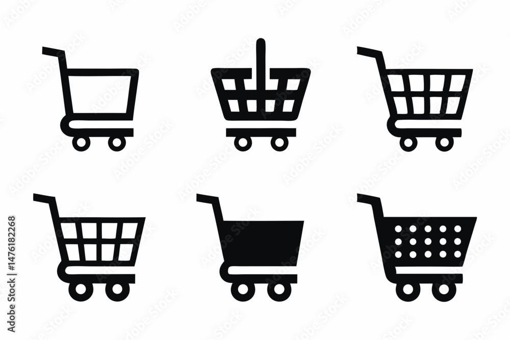 set of Shopping Cart icon silhouette vector illustration set of Shopping Cart icon silhouette vector illustration
