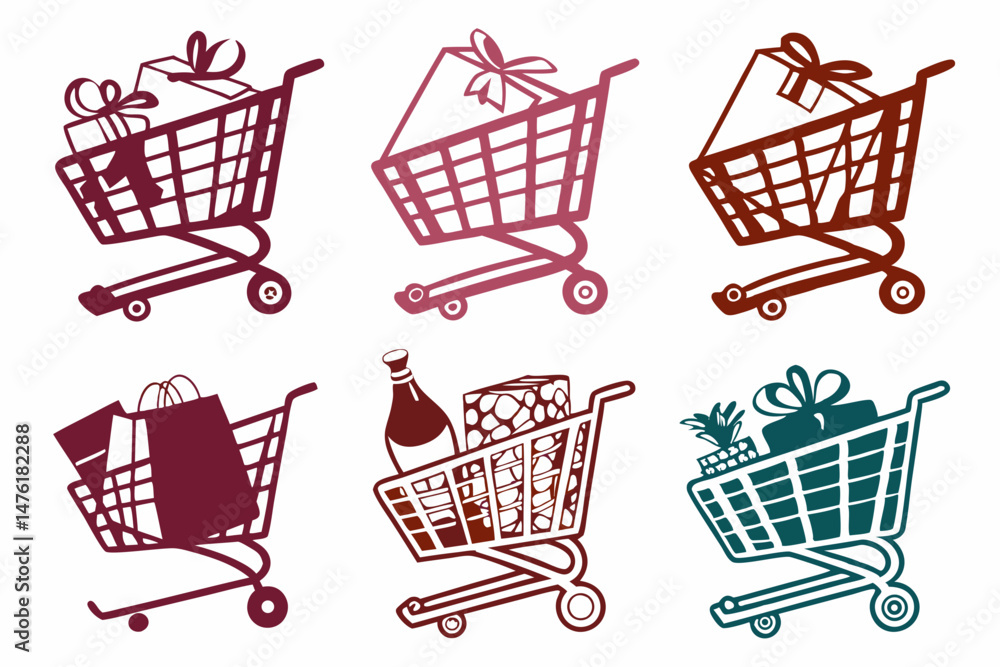 set of Shopping Cart silhouette vector illustration set of Shopping Cart silhouette vector illustration