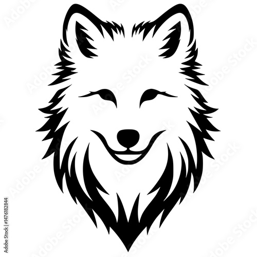 Silhouette of a wolf cub's face