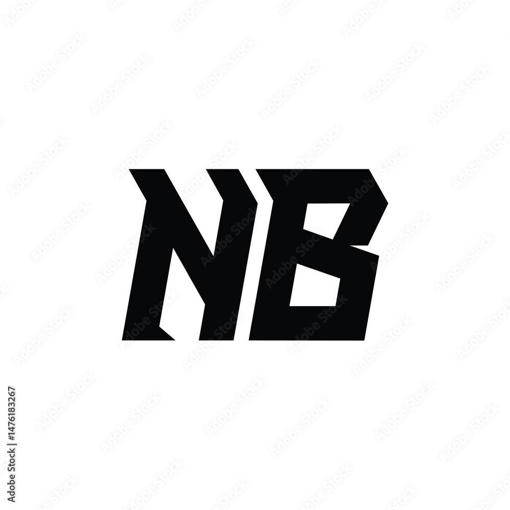 Obraz premium NB monogram logo design letter text name symbol monochrome logotype alphabet character simple logo