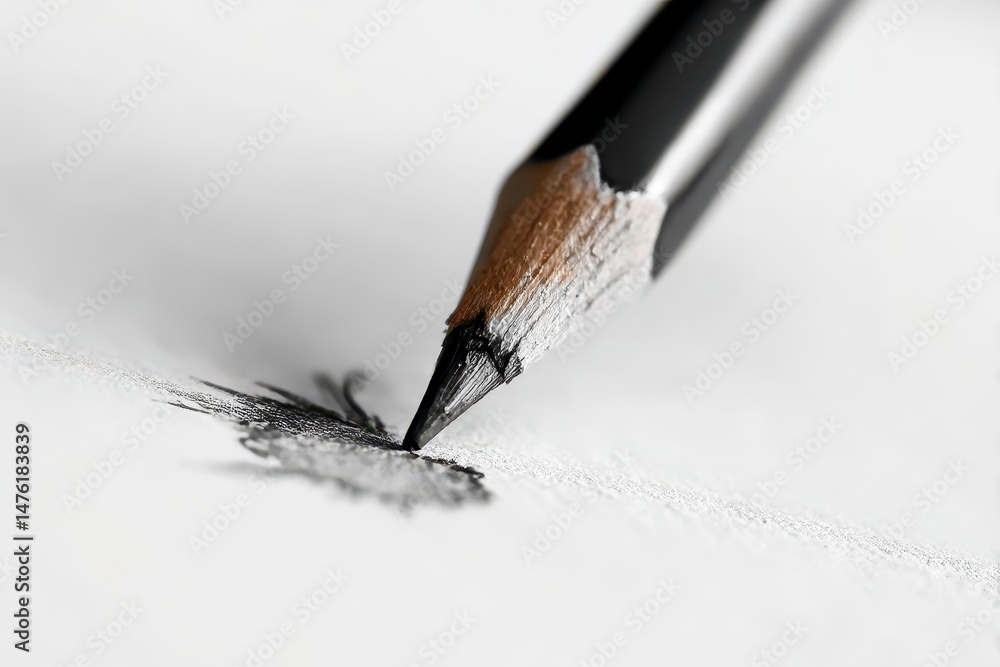 Using pencil with eraser on white sheet of paper
