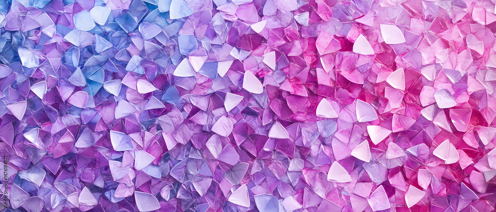 Obraz premium Vibrant abstract pattern of small irregular shapes in blue, purple, pink gradient, ideal high quality background for fashion, website banners, and print advertising.