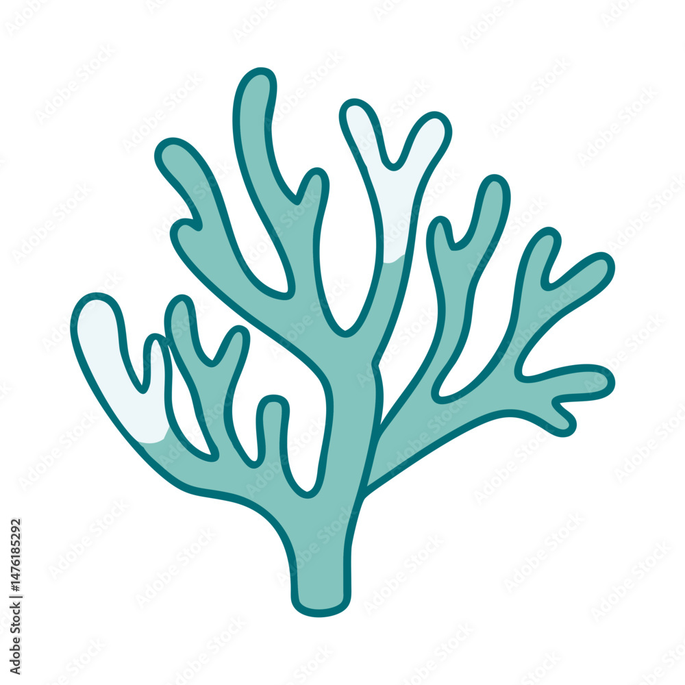 Coral Reef Icon in Simple Style with Teal Color Coral Reef Icon in Simple Style with Teal Color