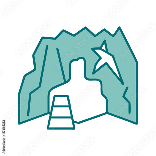 Cave Exploration Icon Design in Minimalist Style  