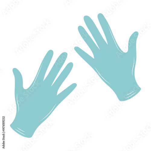 Medical gloves on white background. Pair of blue surgical gloves. Vector illustration.