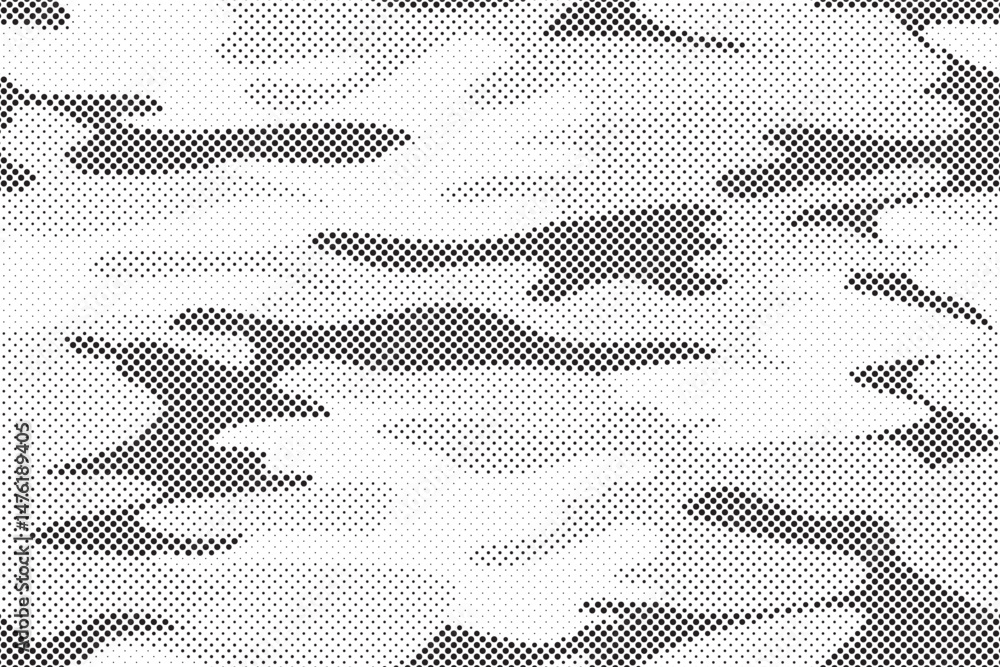 Fototapeta premium Abstract halftone seamless camouflage pattern. Repeating digital dotted hexagonal camo military texture background. Abstract modern fabric textile ornament. Vector illustration. 