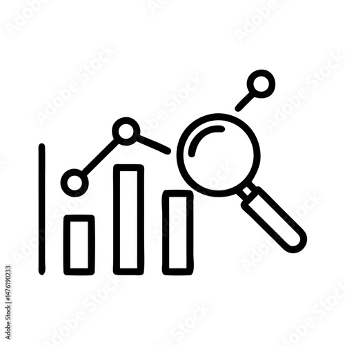 Data Analysis Icon – Magnifying Glass on Chart Line Graph Vector