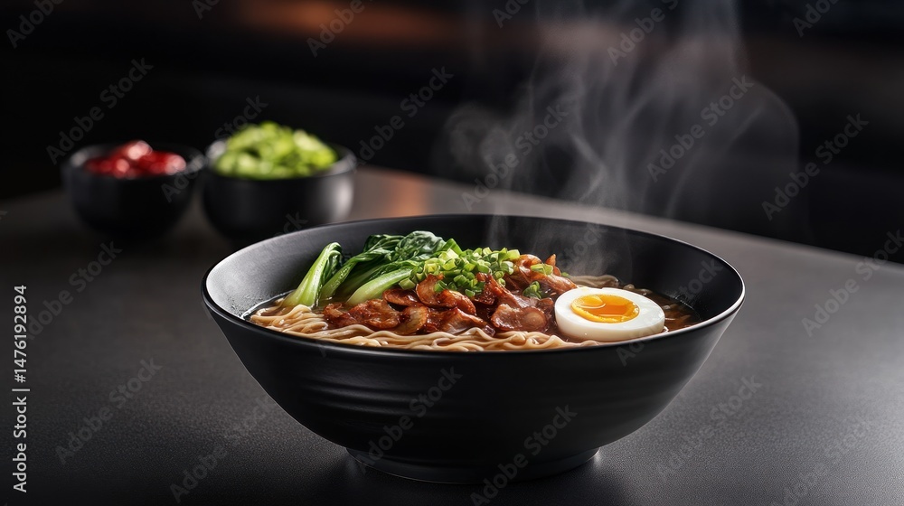 Hot steaming bowl of ramen Hot steaming bowl of ramen