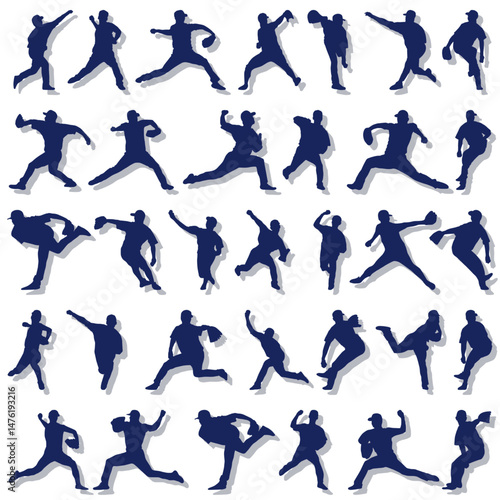 イラスト素材：スポーツシルエット野球