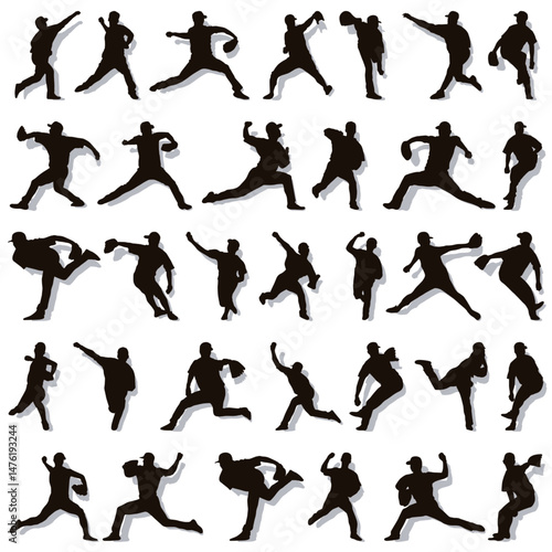 イラスト素材：スポーツシルエット野球