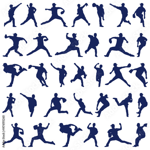 イラスト素材：スポーツシルエット野球