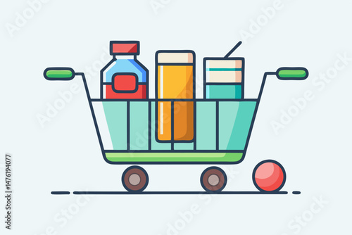 minimalist shopping cart icon packaged goods