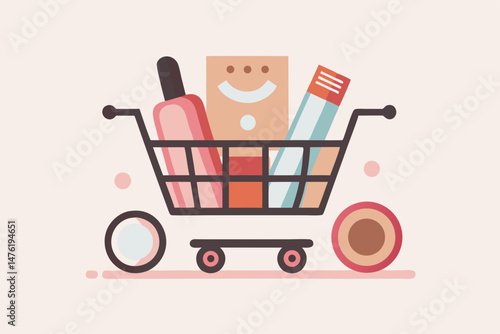 cart with beauty products