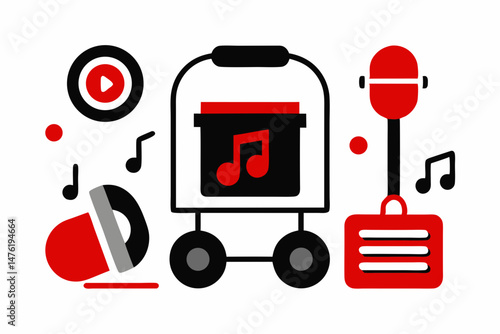cart with music gear