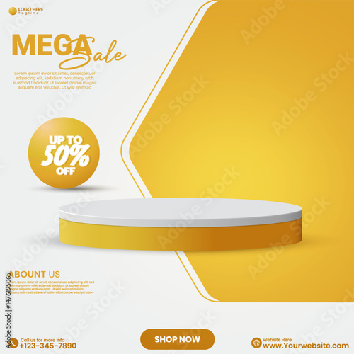 Product showcase design template. Empty studio backdrop background design with cosmetics product. 3D minimalist social media cosmetics product sale promotional poster design vector. Social media ads. 