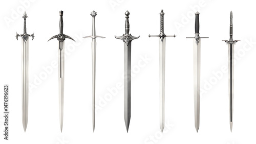 Set of swords isolated on the white  background. PNG
