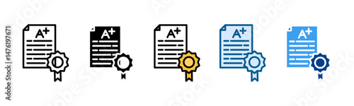 Report Card Icon Set Multiple Style Collection