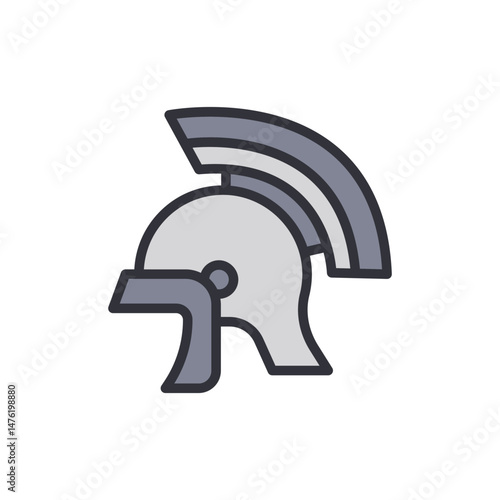 Stylized Illustration Of A Classical Greek Or Roman Helmet With Plume