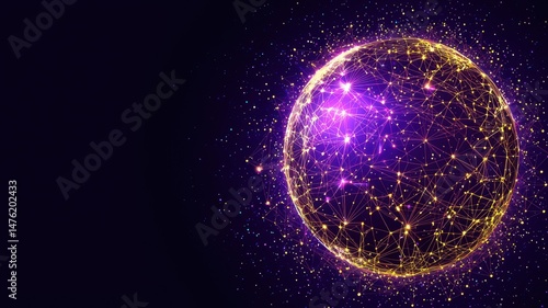 Wallpaper Mural Digital Glowing Core Sphere Surrounded by Particles in Deep Space Torontodigital.ca