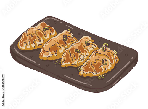 Gyoza on a white background