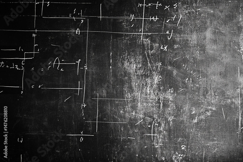 Black chalkboard filled with math equations and diagrams